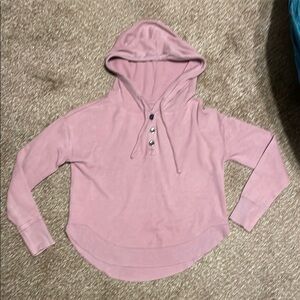Women's Pink Hooded Pullover Top